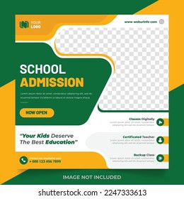School admission social media post or education school web banner template or square post flyer poster, School admission social media post template.