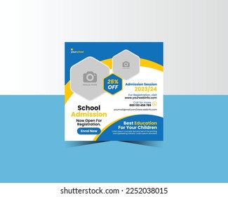 School admission social media post design template