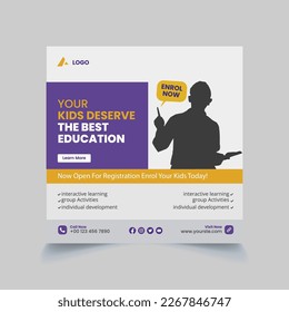 school admission social media post banner template