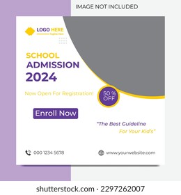 School admission social media post and web banner design template,  back to school web banner template