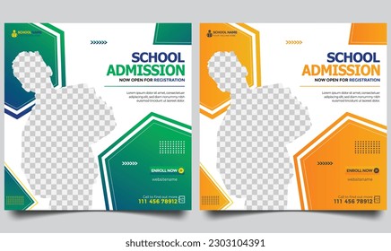 School admission social media post banner design set . 