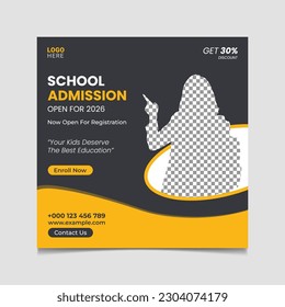 School admission social media post vector template eps file.