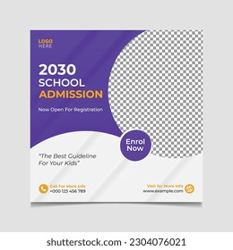 school admission social media post vector template design. 