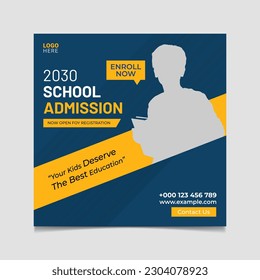 school admission social media post and back to school social post vector template design. 