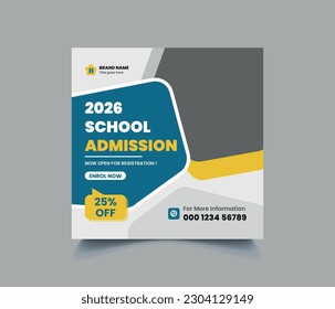 School Admission Social Media Post Banner Template