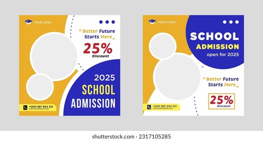 School admission social media post or banner template