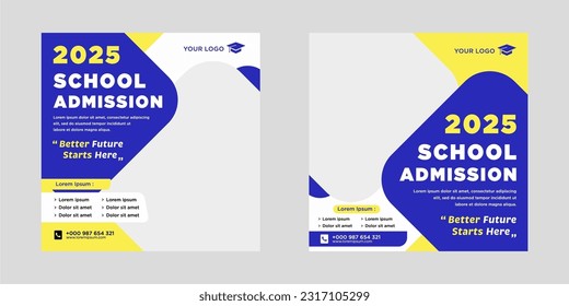 School admission social media post or banner template