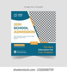 School admission social media post banner template. Back to School Square flyer design Template, school admission template for social media ad.