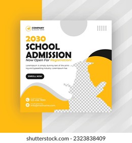 School admission social media post banner design. Back-to-school social media post banner design set. minimalist Back to school admission promotion banner. Back to school banner design ad