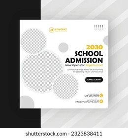 School admission social media post banner design. Back-to-school social media post banner design set. minimalist Back to school admission promotion banner. Back to school banner design ad