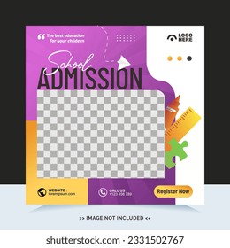 School admission for social media post or instagram post template and online advertisement
