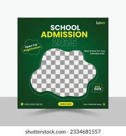 School Admission Social Media Post Design. Education Banner Template.