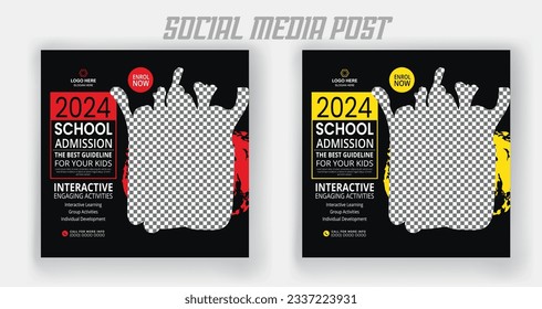 School admission social media post template, Back to school social media post template