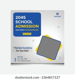 School admission social media post design and promotional cover banner design template