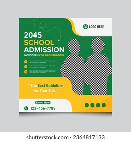 School admission social media post design and promotional cover banner design template