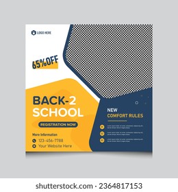 School admission social media post design and promotional cover banner design template