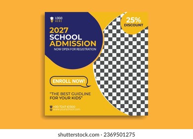 School admission social media post, web design, education post.