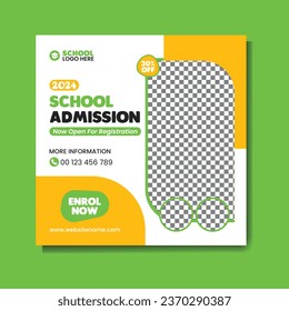 School admission social media post banner design.back to school social media post banner design set.education School Web Banner square Template