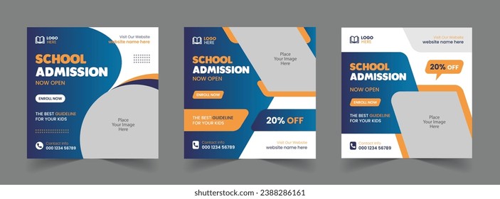 School Admission Social Media Post and Educational Web Banner Template, Back to School Social Media Template design