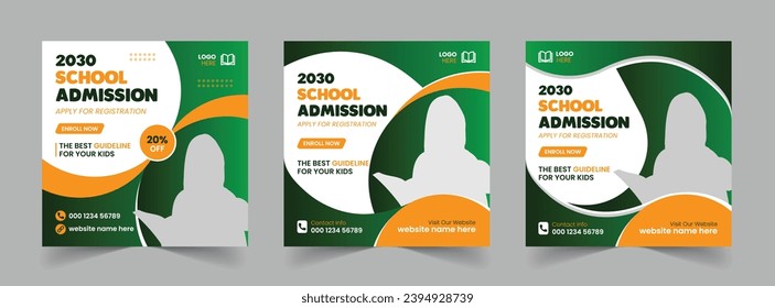 School Admission Social Media Post and Back to School Educational Web Banner Template design