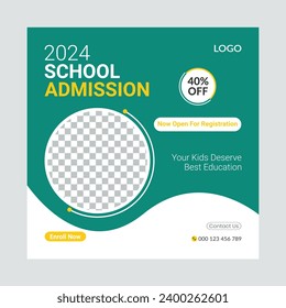 School admission social media post and web banner template design