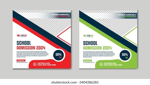School admission social media post banner design.