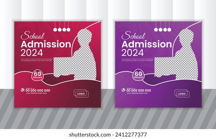 school admission social media post and Instagram post template 2 color