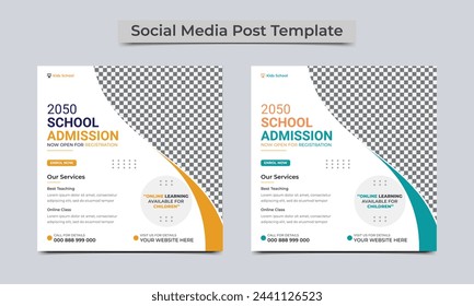 School Admission social media post or Back to school education admission social media post and web banner template design. vector illustration..eps
