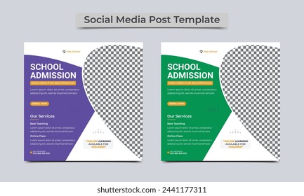 School admission social media post banner or square banner design template. vector illustration..eps
