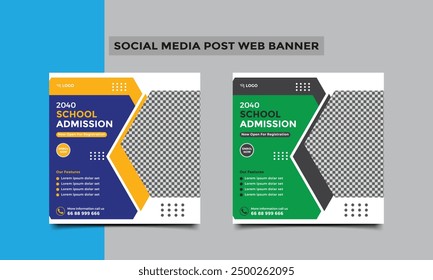 School admission social media post square banner design.