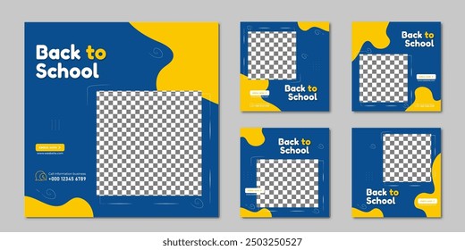 School admission social media post banner design. back to school social media post banner design set