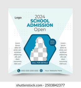 school admission social media post and back to school web banner higher education square flyer study abroad poster template.
