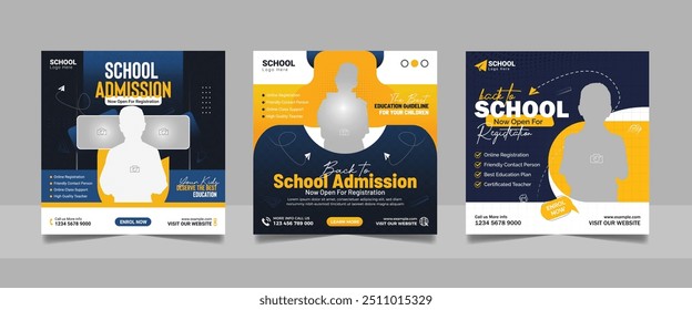 Entrada escolar pós-mídia social e promoção de ensino superior quadrado folheto banner estudo no exterior modelo