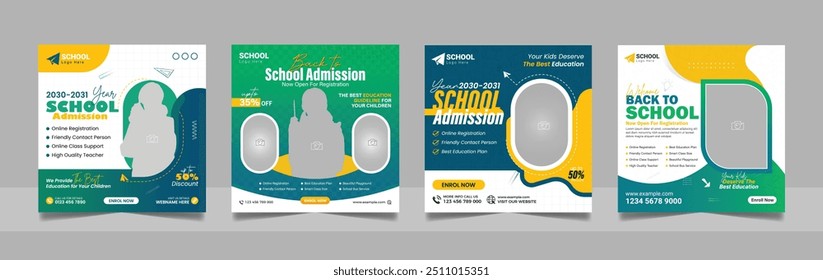 Entrada escolar pós-mídia social e promoção de ensino superior quadrado folheto banner estudo no exterior modelo