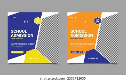 School admission social media post banner design.