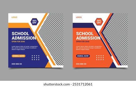 School admission social media post banner design.