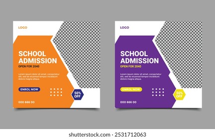 School admission social media post banner design.