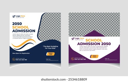 
school admission social media post vector Cover Template Design
