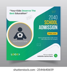 School admission social media post design and square and web banner template