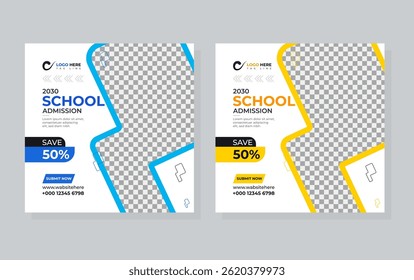 School admission social media post and Instagram post template