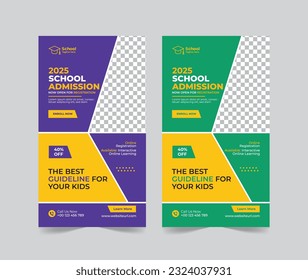 School Admission social media story template, Back to school social media story template or banner design template, Admission social media post design, school Admission promotional banner