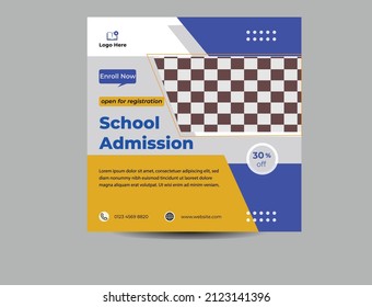 school admission social media  template , social media design with modern layout, Back to school social media  post