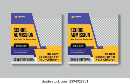 School Admission Social Media Template Design.