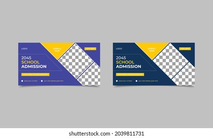 School Admission social media web Banner and Square template. vector illustration..eps