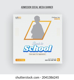 School admission social media and web banner, flyer, timeline cover photo template
