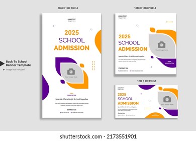 School admission social media and web banner template
