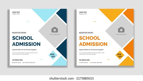 School admission social media and web banner template
