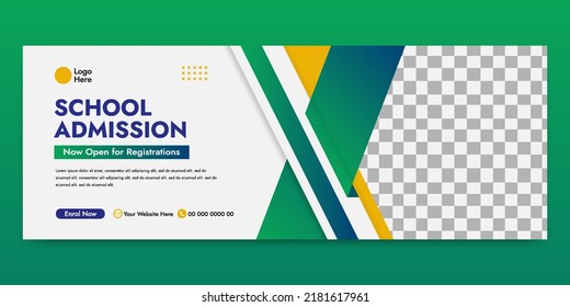 School admission social media web banner flyer facebook cover photo design template
