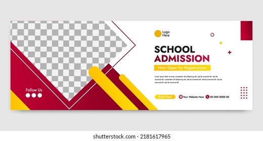 School admission social media web banner flyer facebook cover photo design template