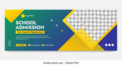 School admission social media web banner flyer facebook cover photo design template